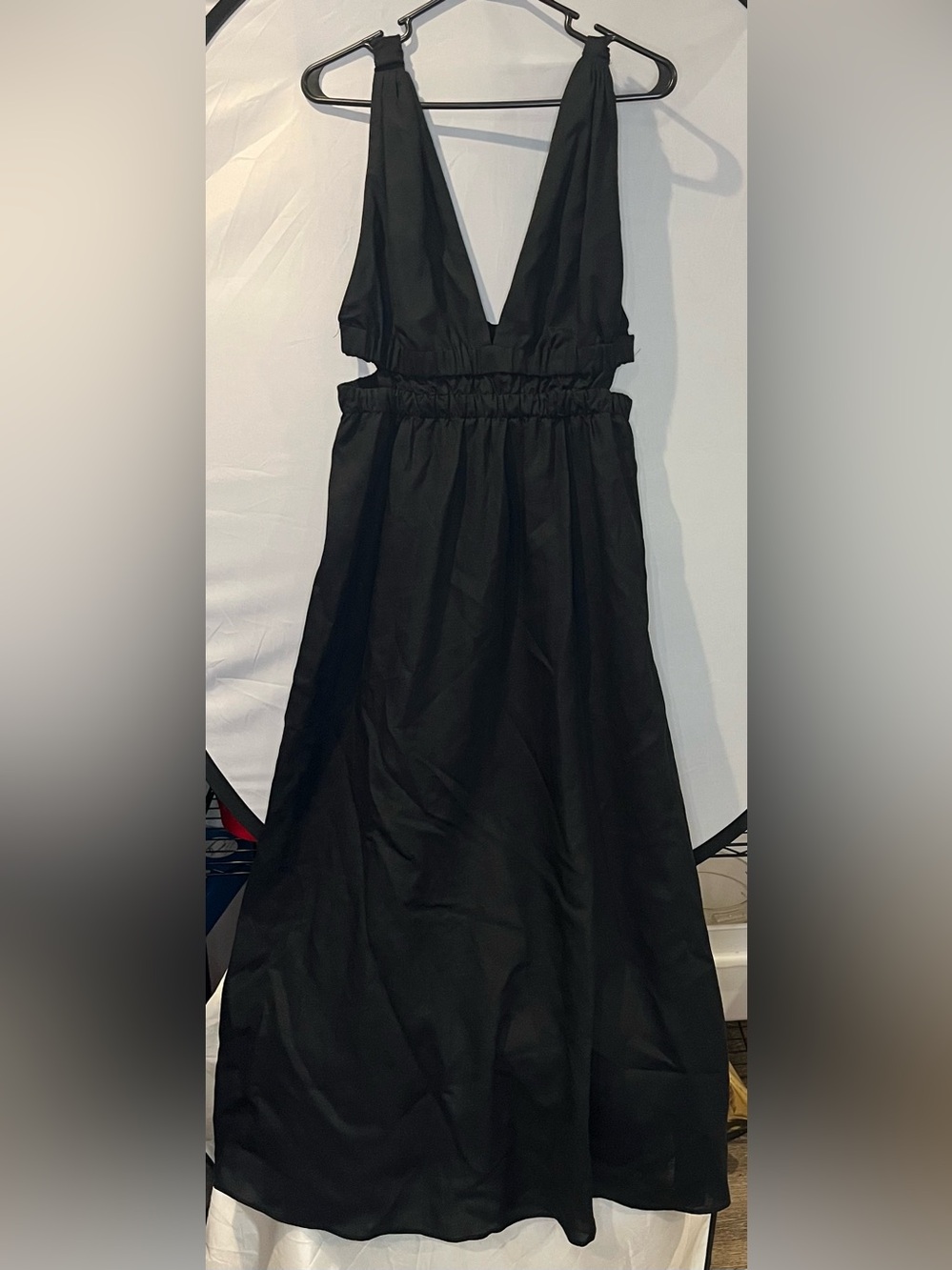 Zara Black Deep V Maxi Dress